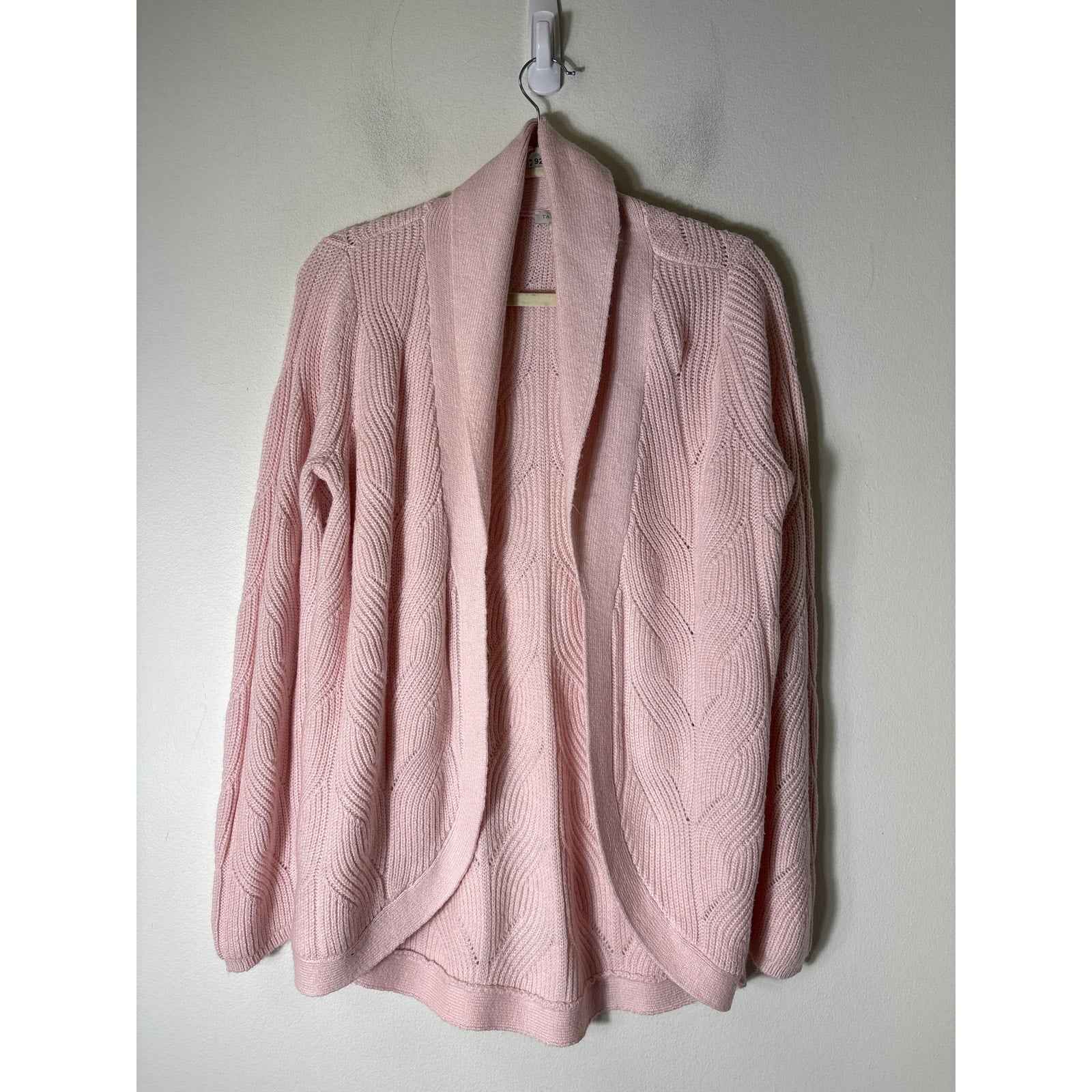Talbots Pale Pink Knit Long Sleeve open Front Cardigan Sz S