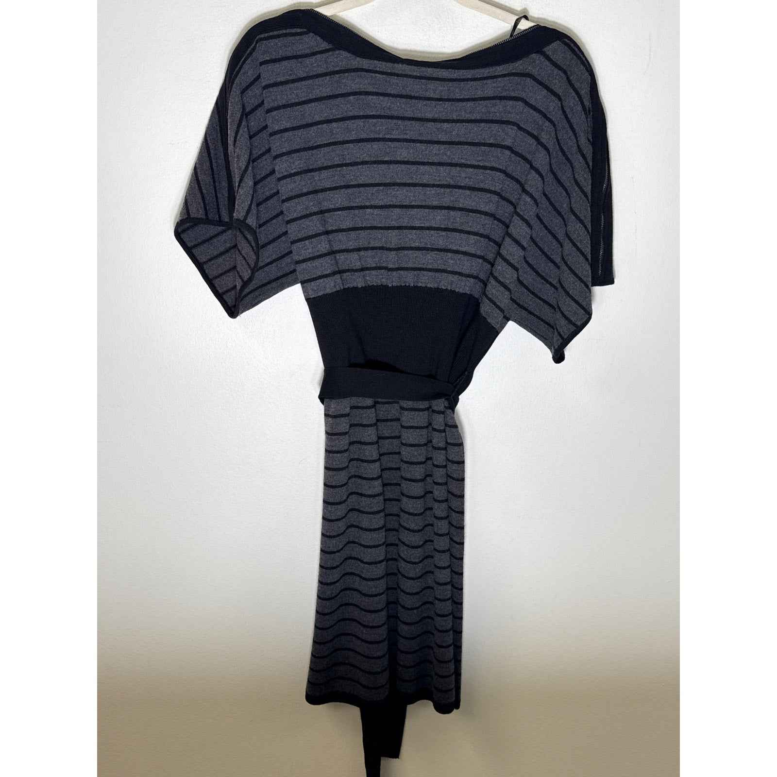 Laundry Black Gray Knit Short Sleeve Knee Length Knit Dress Sz L