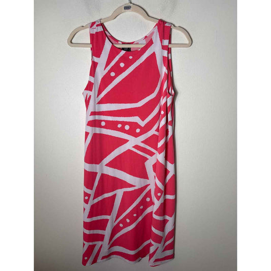 Clara Sun Woo Peachy Pink and White Sleeveless Midi Dress Sz M