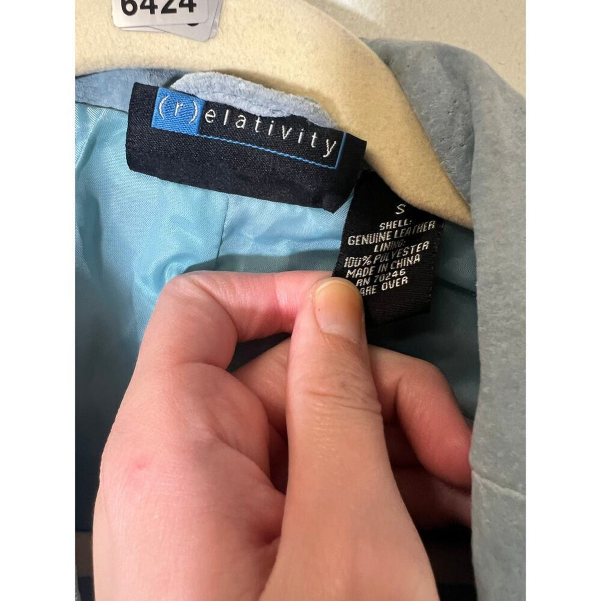 Relativity Light Blue Genuine Leather Suede Blazer