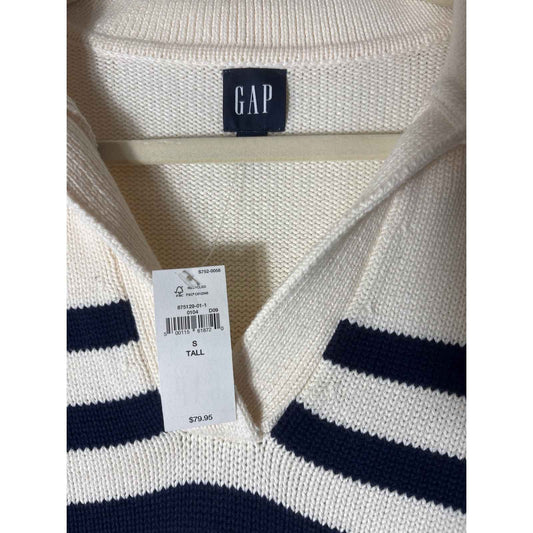 NWT Gap Navy and Cream Pullover Sweater Sz S tall