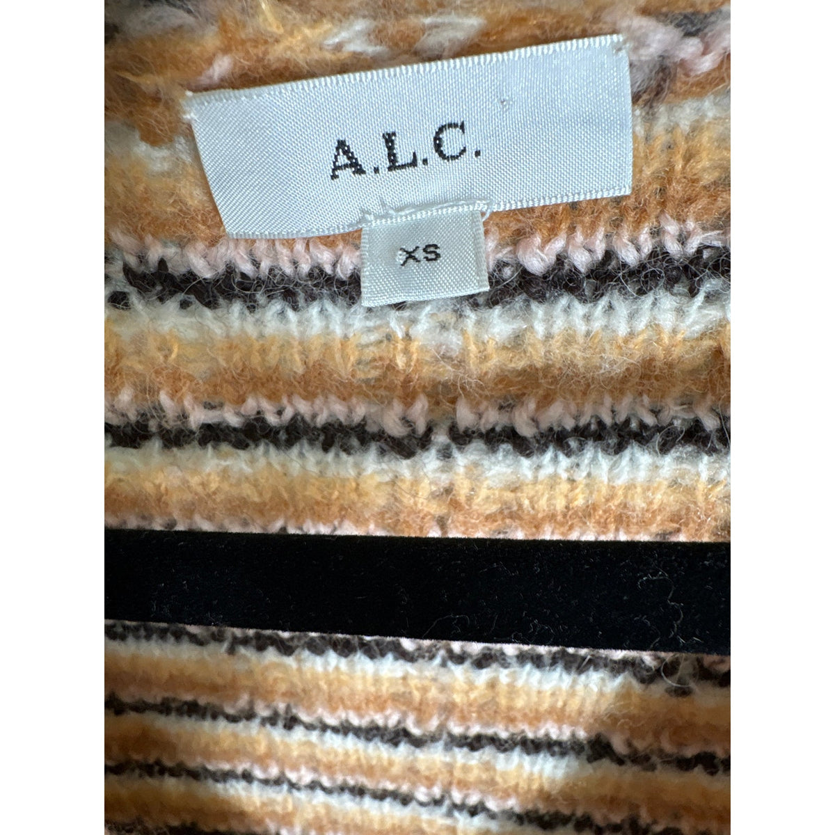 A.L.C. Pink and Tan Stripe V Neck Cardigan Sweater Sz XS
