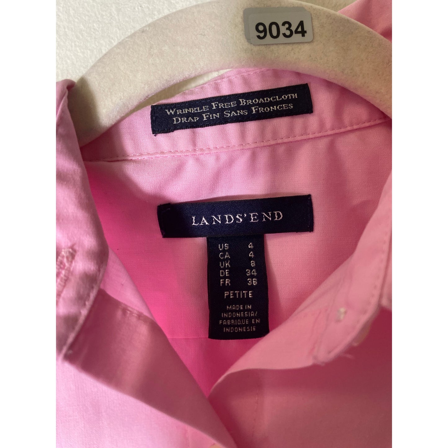 Lands End Pink Button Up Ladies Shirt Sz 4 Petite