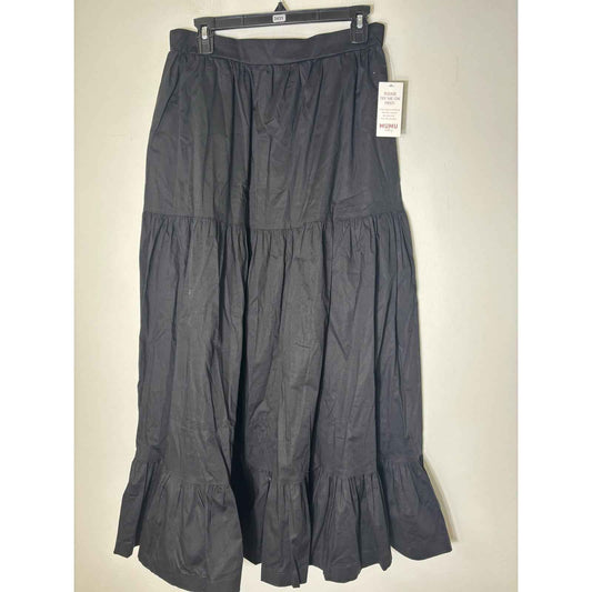 NWT Show Me Your Mumu Black Pull On Cotton Maxi Skirt Sz M