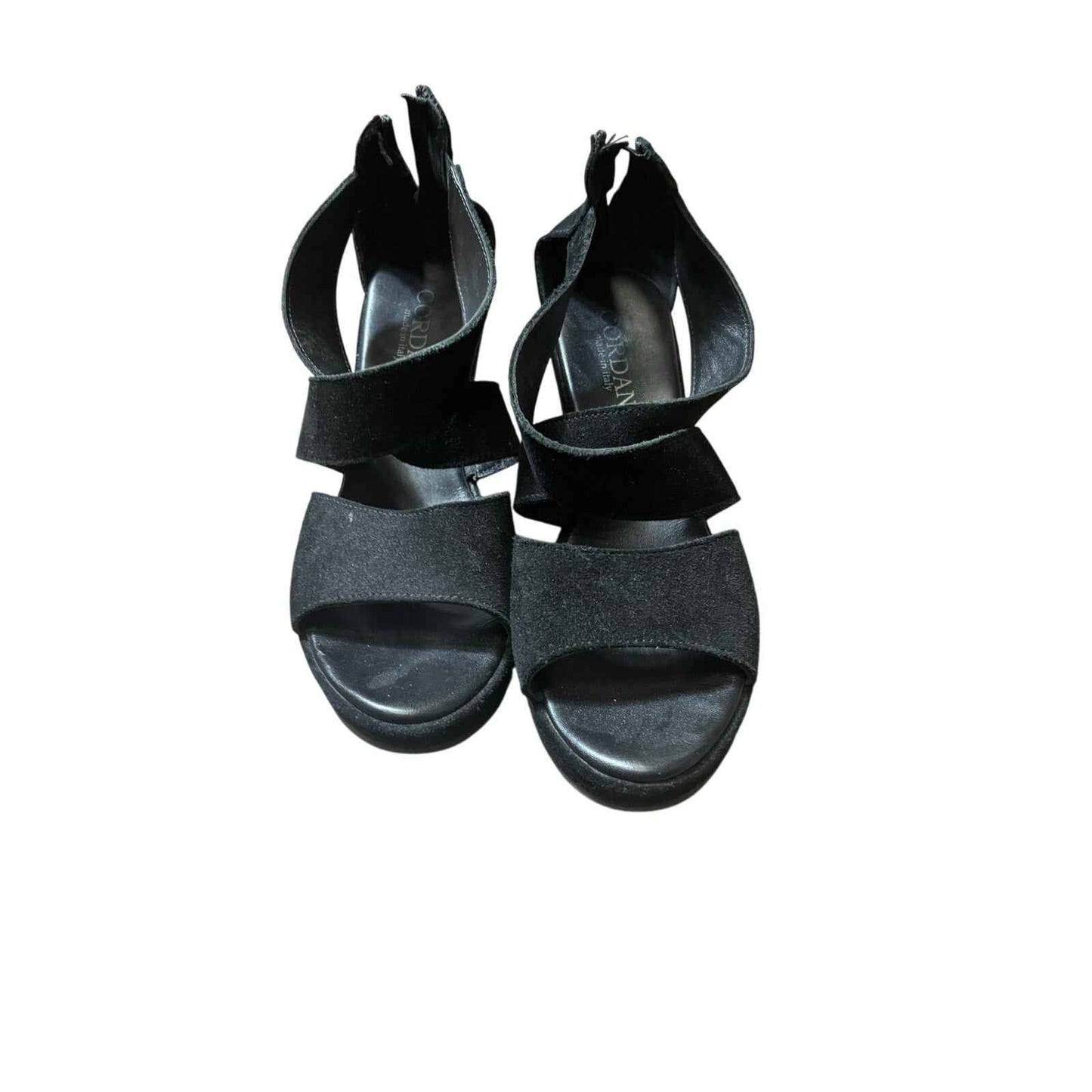 Cordani Black Velvet Platform Wedge Sandals Sz39