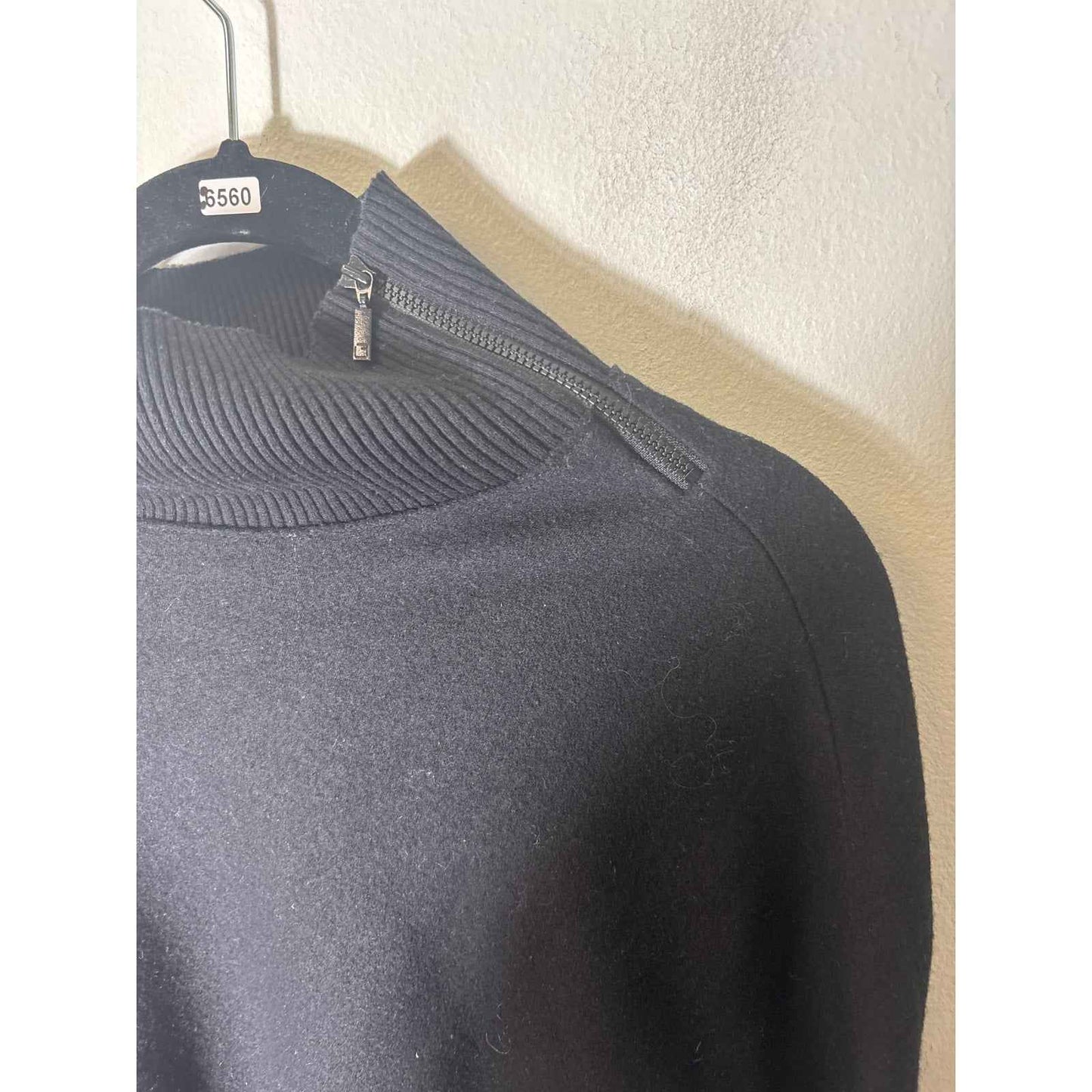Lafayette 148 Black Long Sleeve Wool Mock Neck Shirt Sz S
