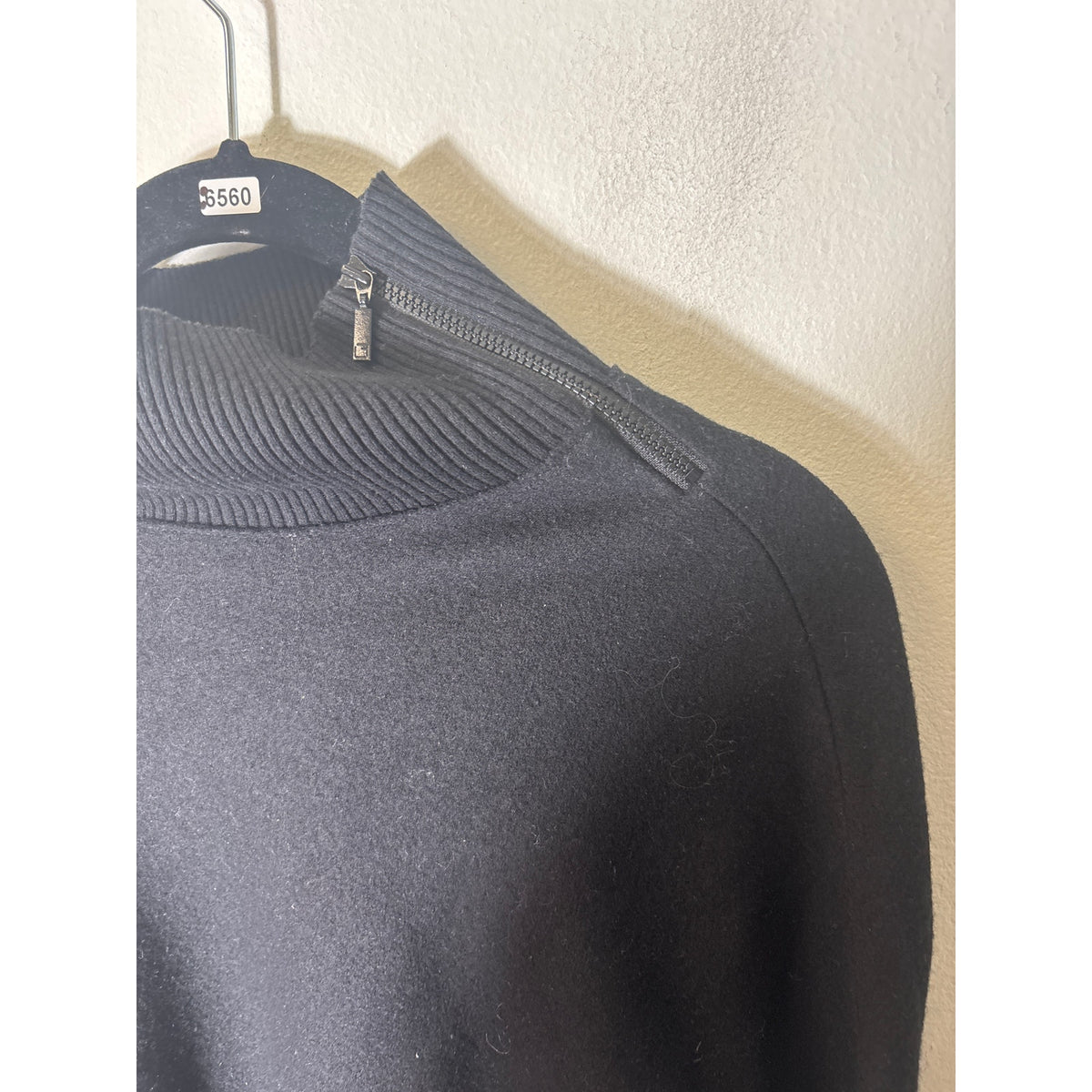 Lafayette 148 Black Long Sleeve Wool Mock Neck Shirt Sz S