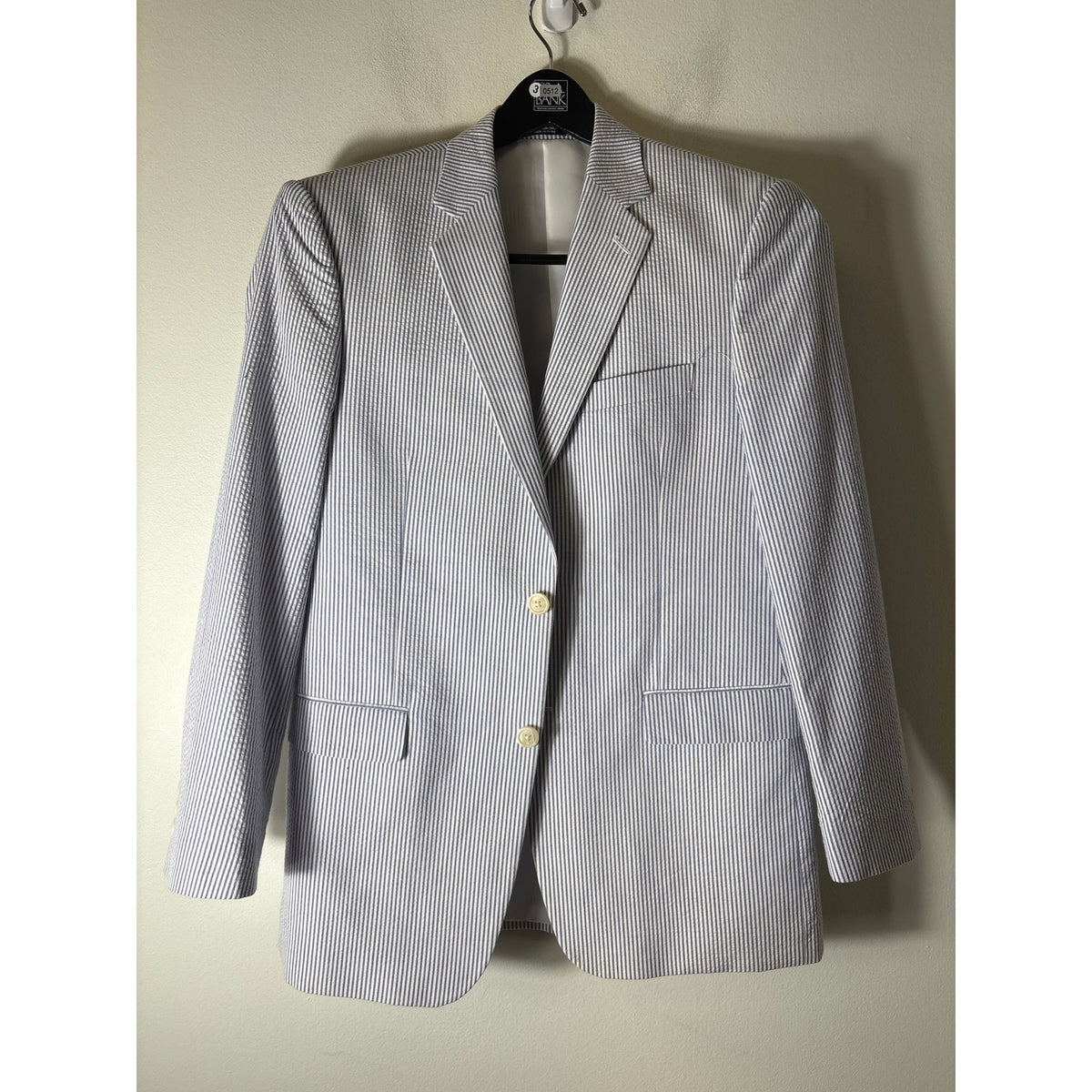 Mens Saddlebred Blue and White Seerucker Jacket Sz 38R
