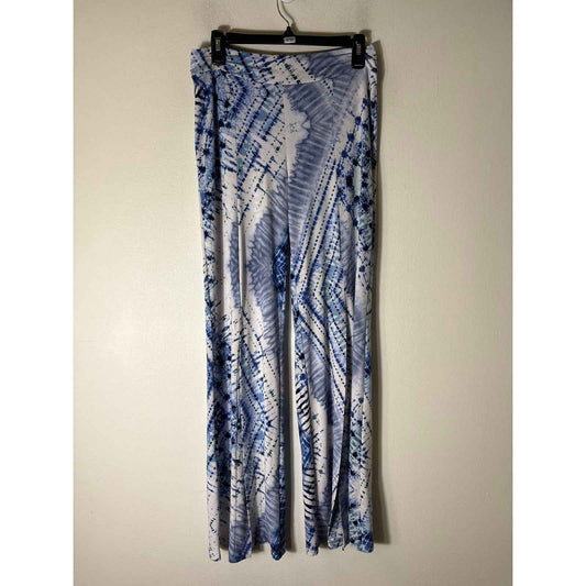 Clara Sun Woo Blue Tie Dye Pull On Flowy Flare Leg Pants Sz M