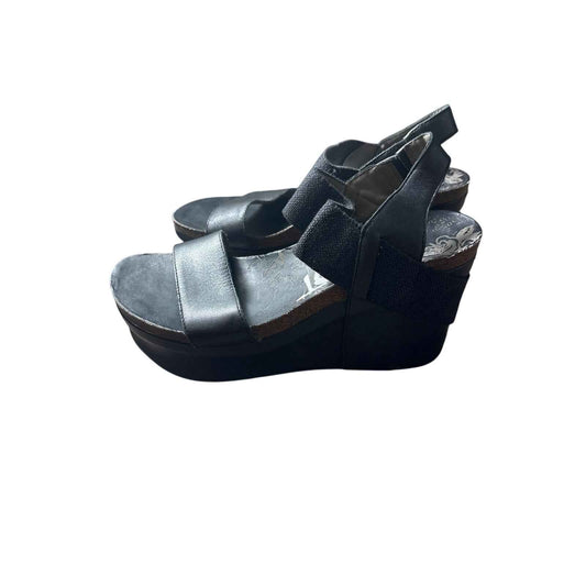 OTBT Black Wedge Strap Sandal Sz 8