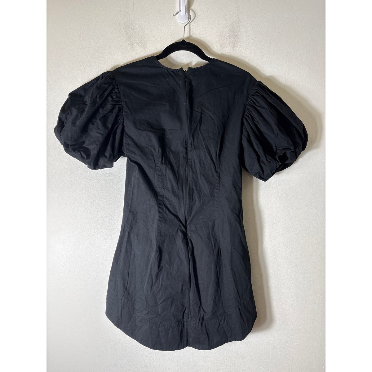Shug Black Half Puff Sleeve Cotton Mini Dress Sz S