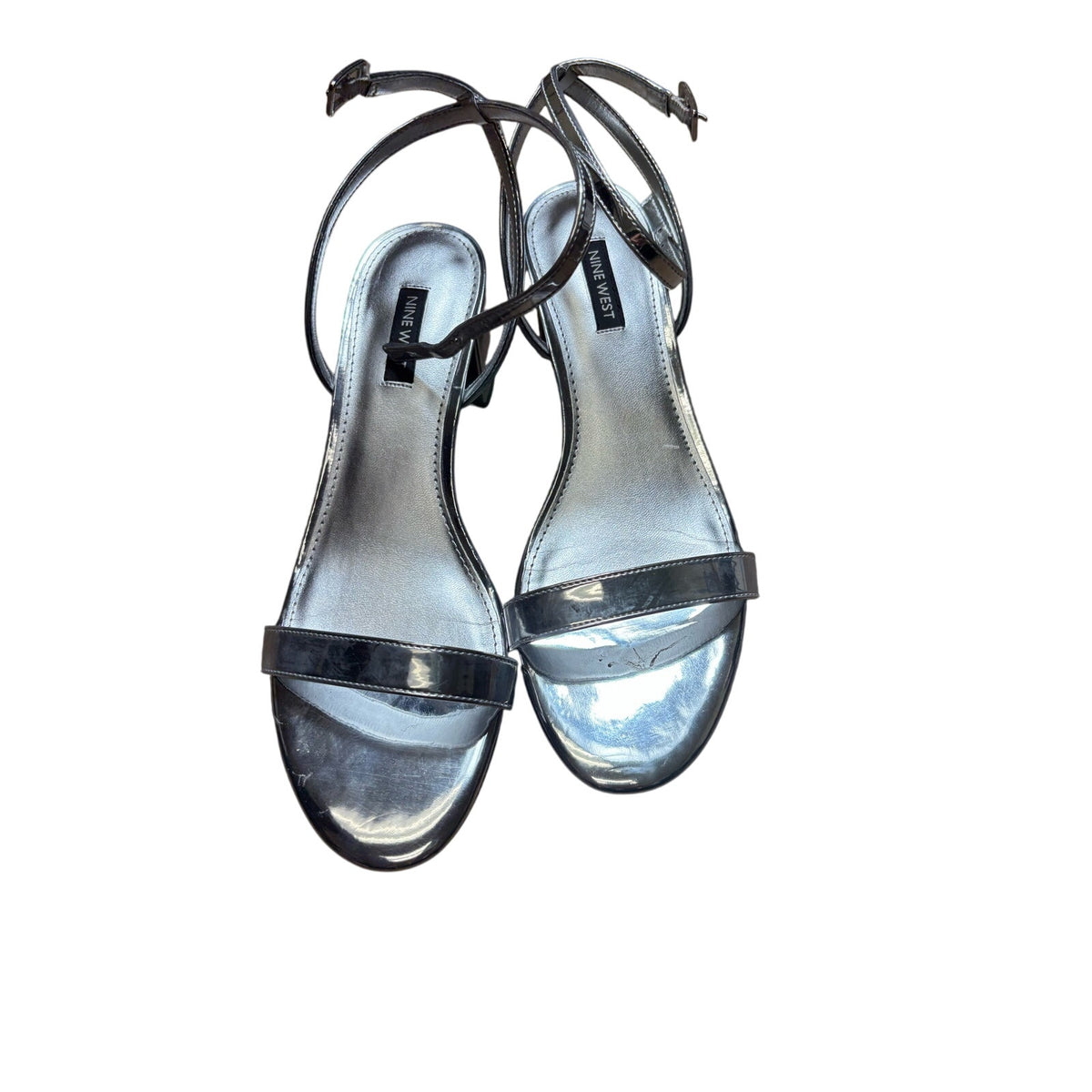 Nine West Silver Strappy Heels Sz 9