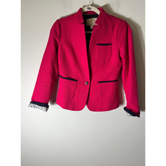 Banana Republic Hot Pink Long Sleeve Cotton Blazer Sz 2