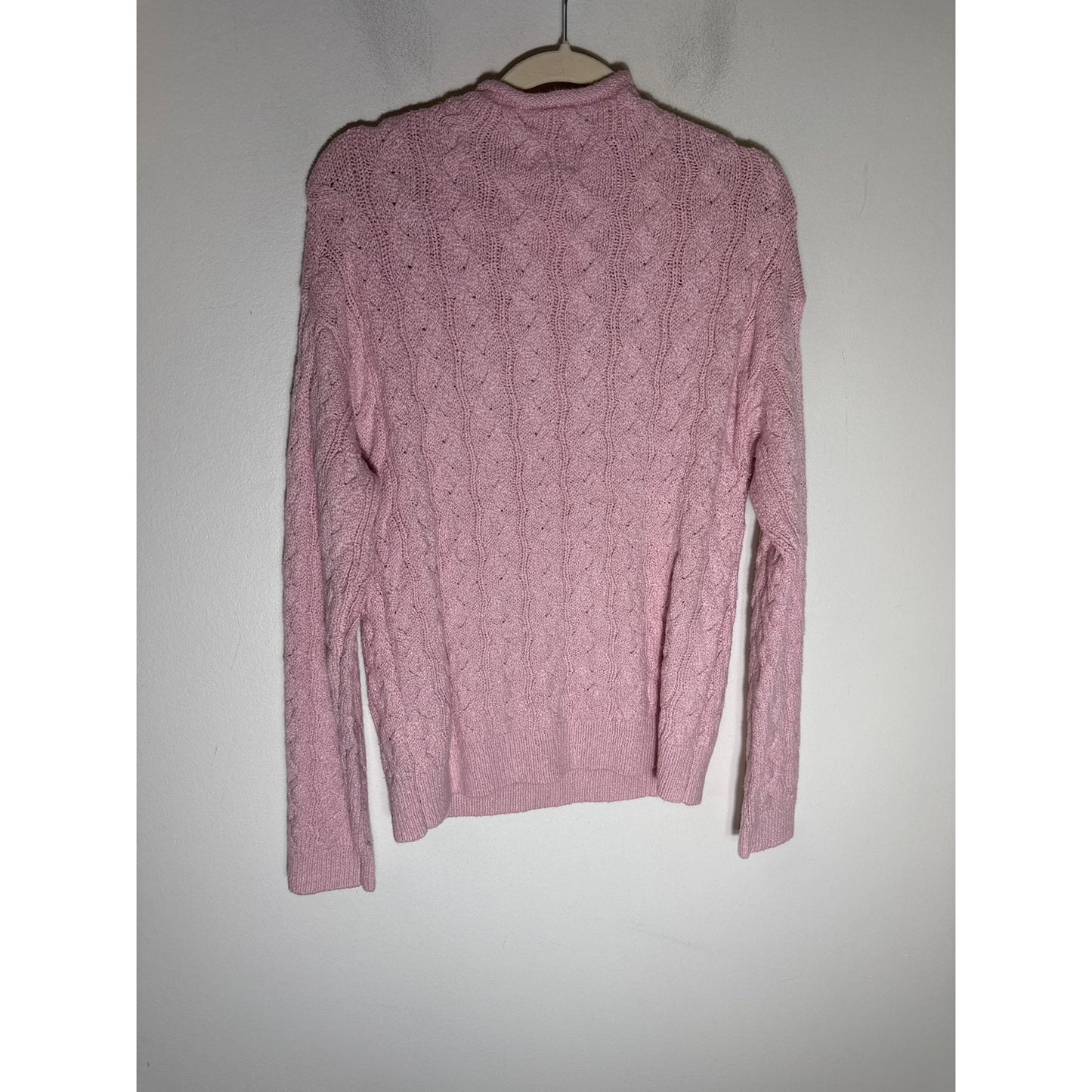 NWT J. Crew Pink Cable Knit Sweater Sz L