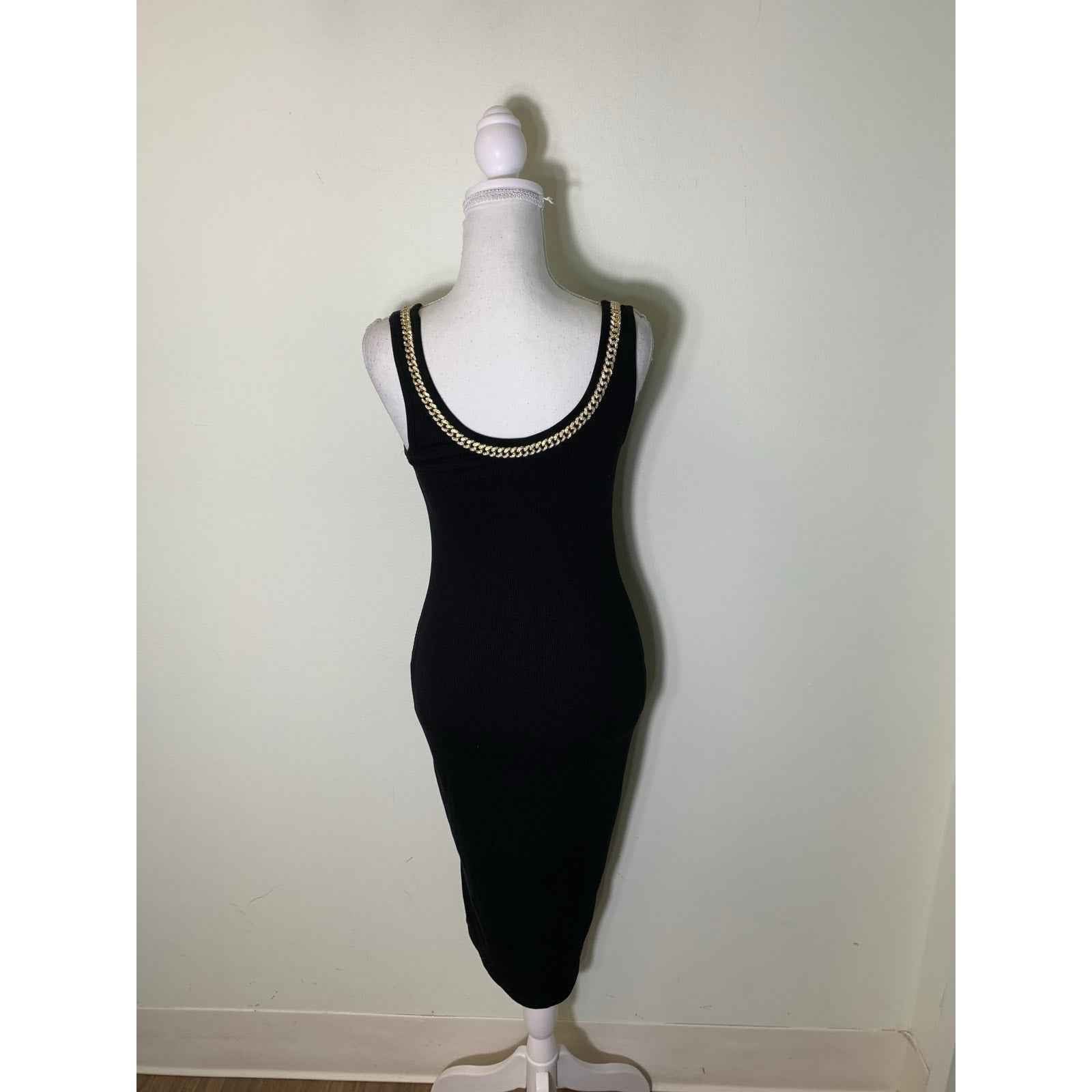Generation Love Black Sleeveless Ribbed Body Con Midi Dress Sz XS