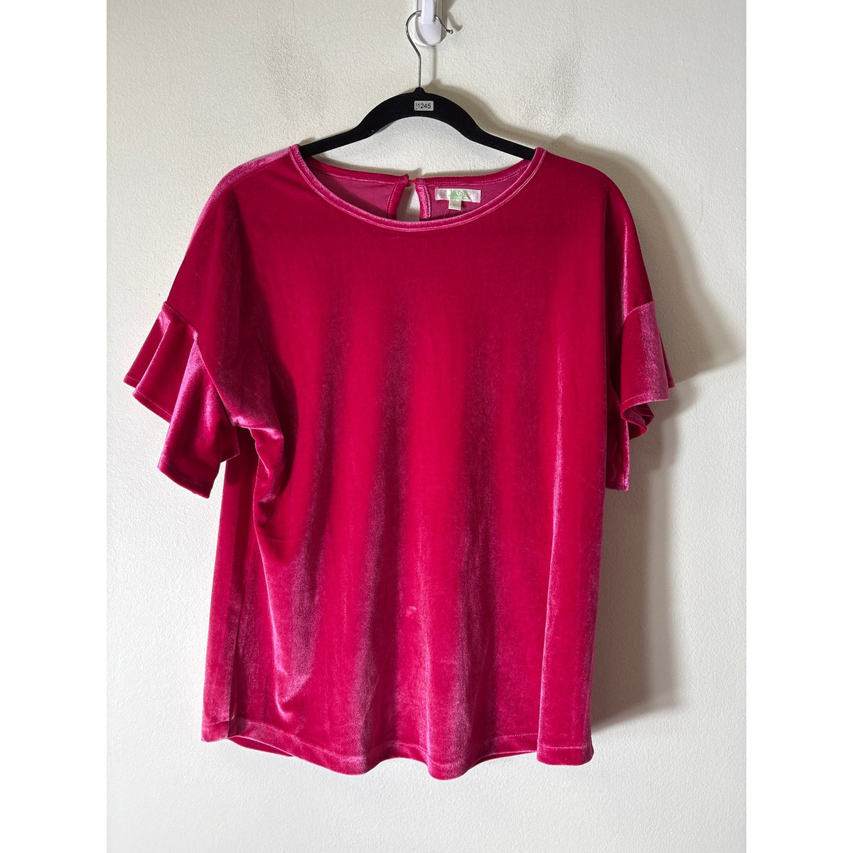 Jade Bright Pink Velvety Short Sleeve Top Sz M