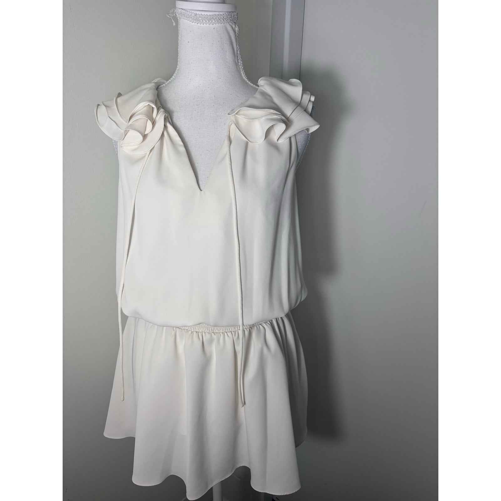 Amanda Uprichard Off White Flutter Sleeve Knee Length Dress Sz XS