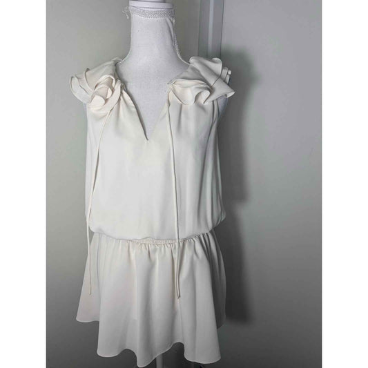 Amanda Uprichard Off White Flutter Sleeve Knee Length Dress Sz XS