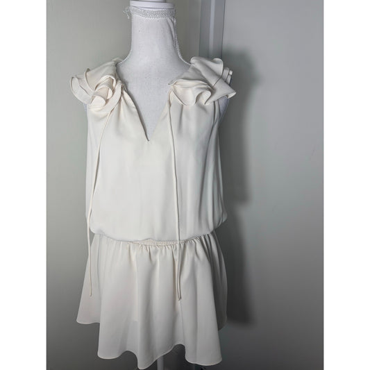 Amanda Uprichard Off White Flutter Sleeve Knee Length Dress Sz XS