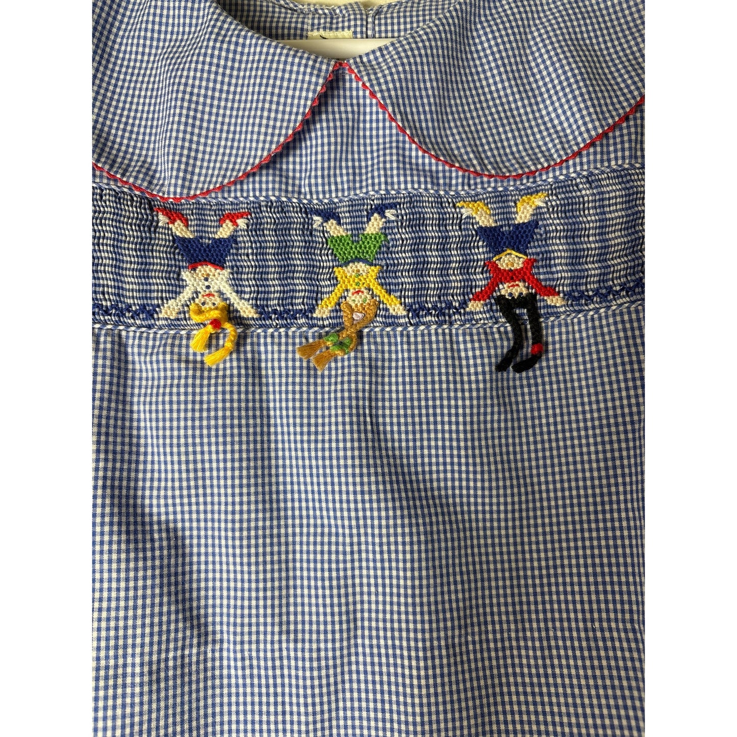 Girls Vintage Amanda Remembered Blue&White check smocked puff sleeve top Sz 3