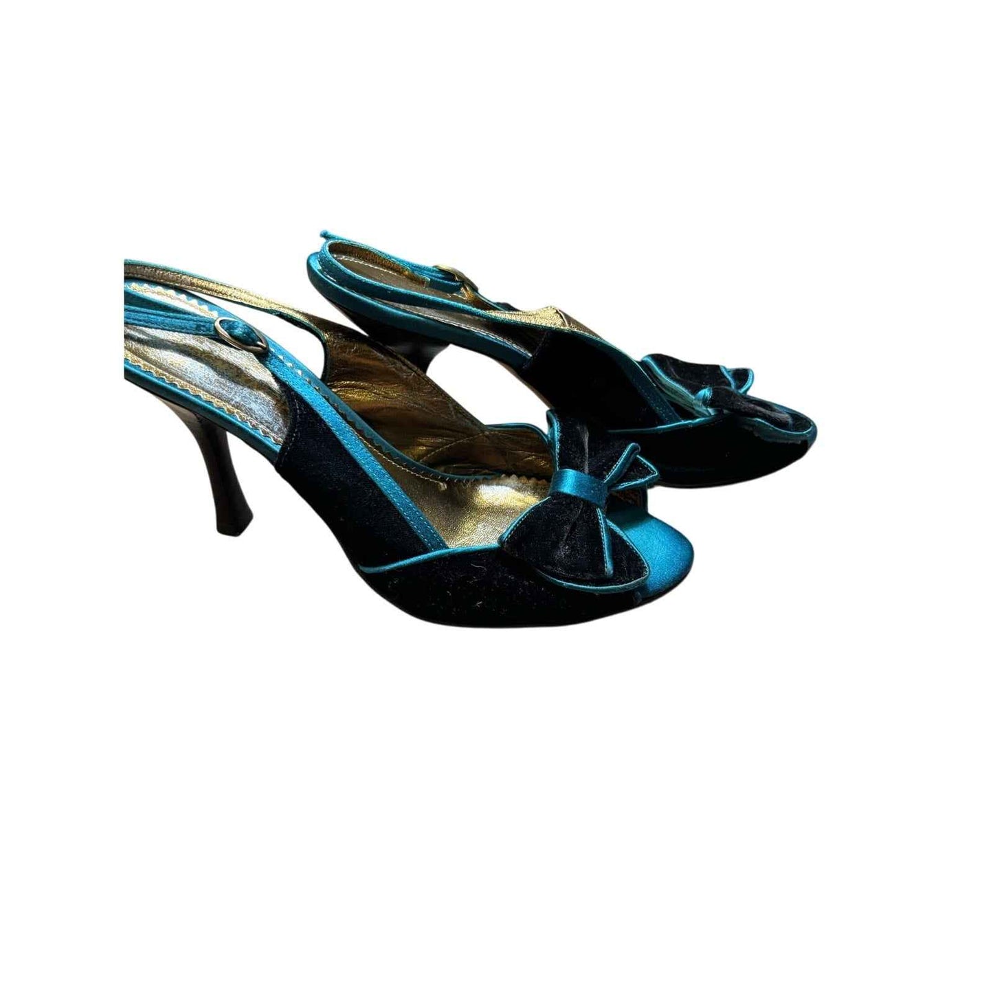 BCBG Teal Peep Toe Sling Back Heels Sz 8
