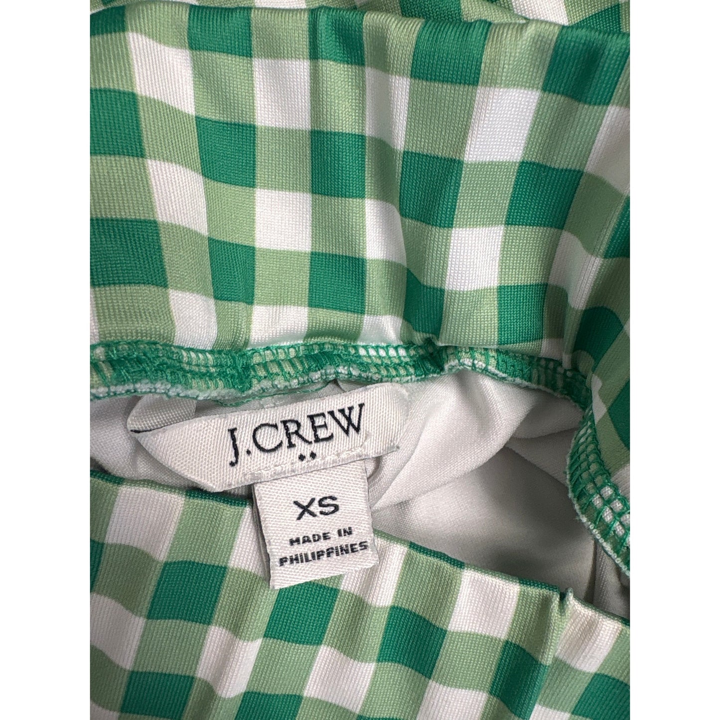 J. Crew Green White Check Bathing Suit Skirt Sz XS