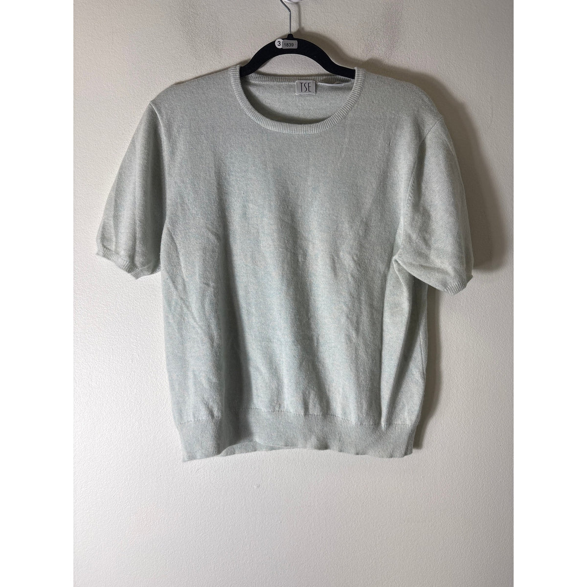 TSE Pale Mint Green Short Sleeve Short Sleeve Cashmere Sweater Sz L
