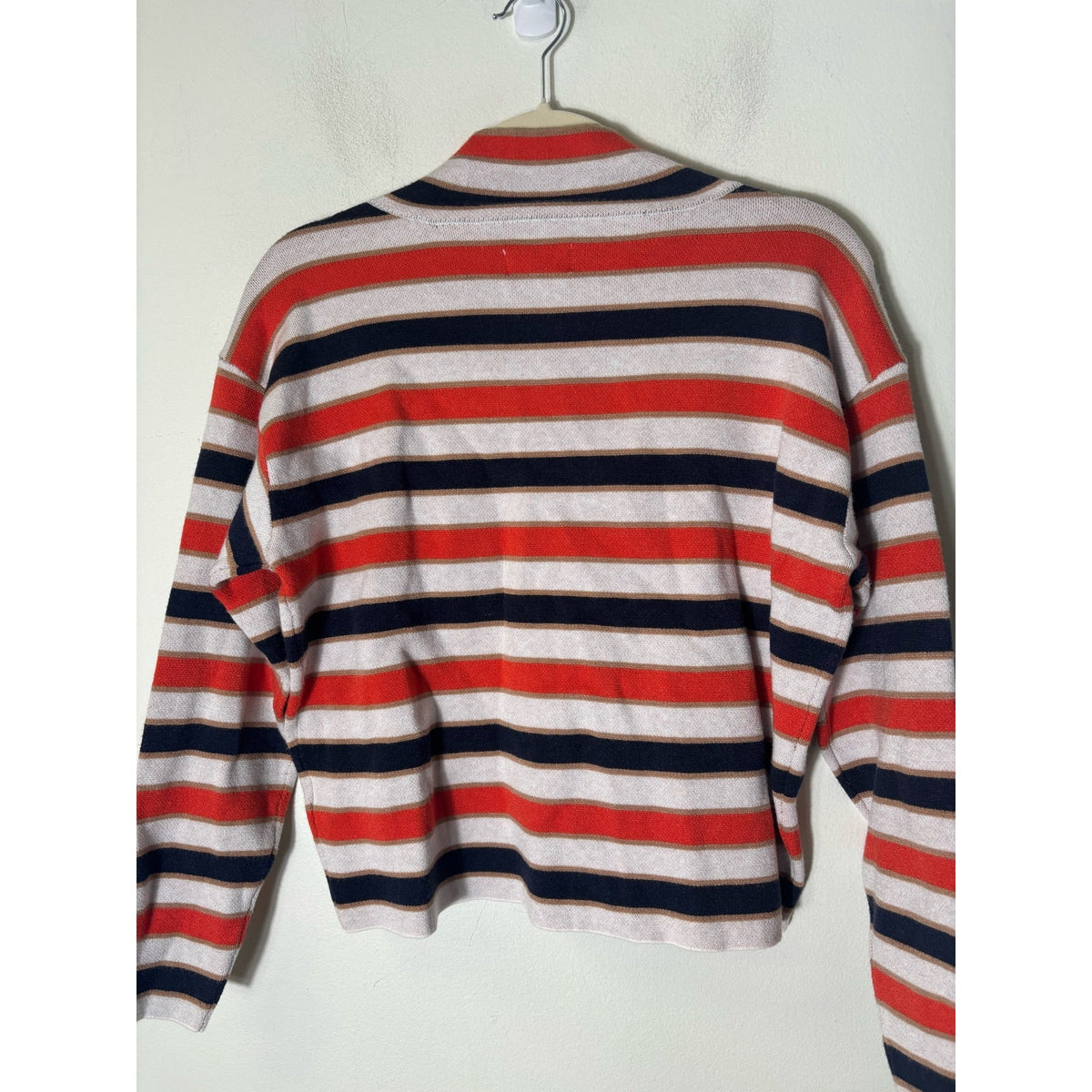 Maeve Orange and Navy Stripe Long Sleeve Mock Neck Sweater Sz XS