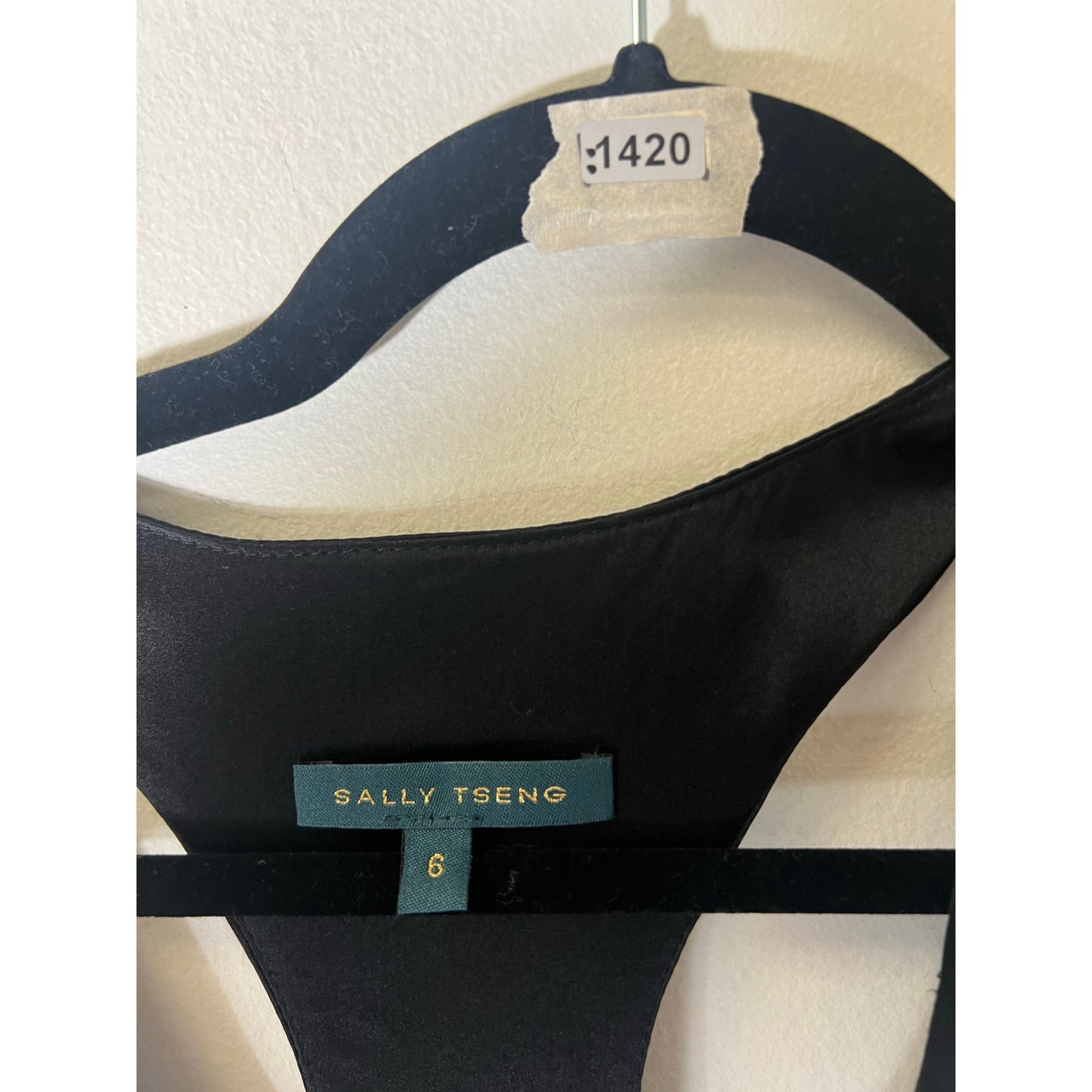 Sally Tseng Black Gold Racerback Bubble Mini Dress Sz S