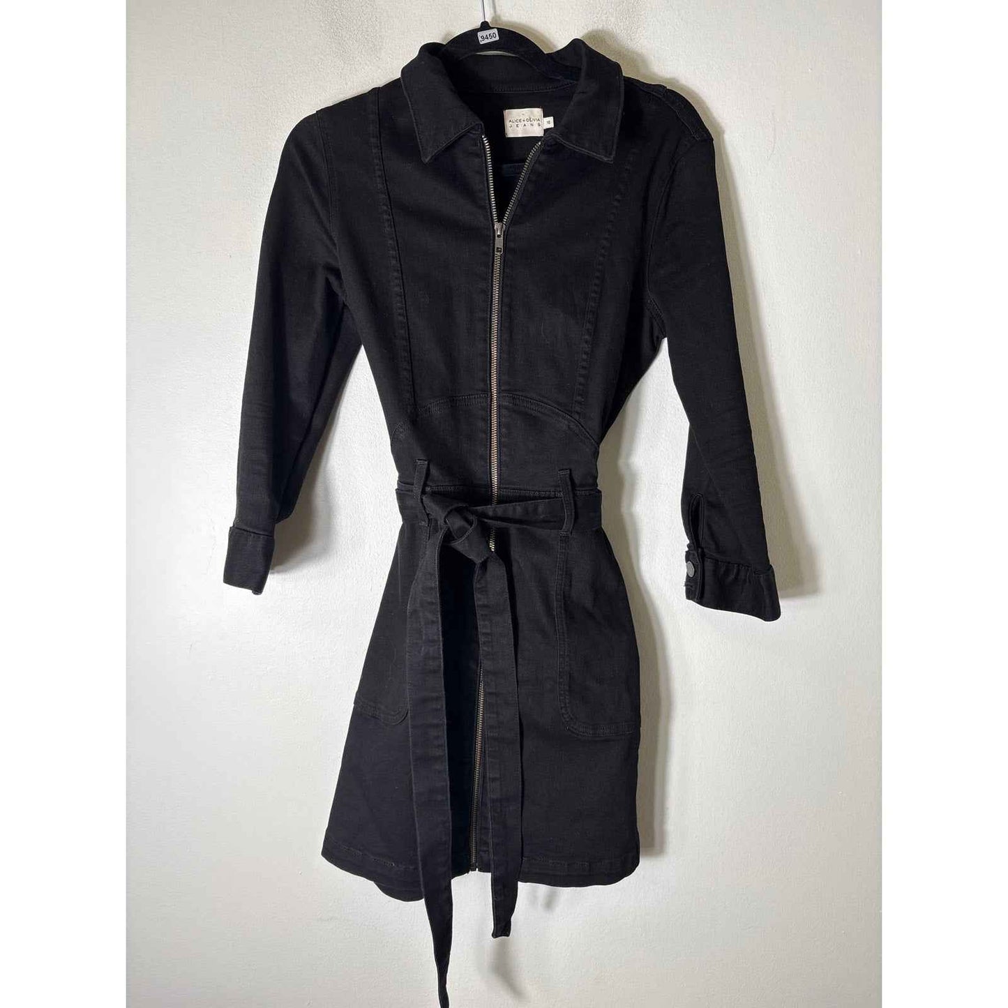 Alice + Olivia Black Demin Long Sleeve Knee Length Dress Sz 10