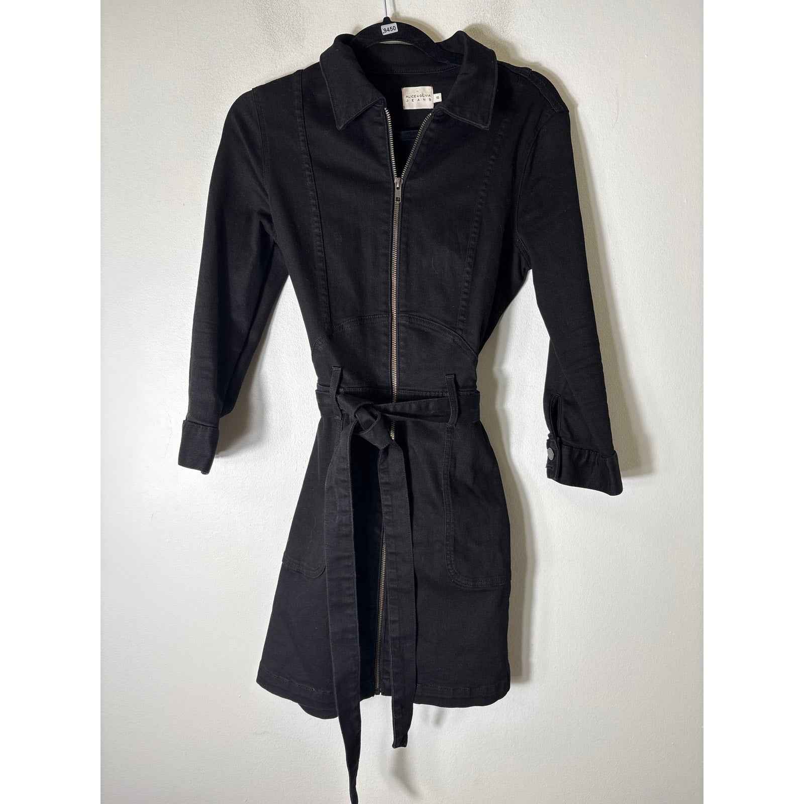 Alice + Olivia Black Demin Long Sleeve Knee Length Dress Sz 10