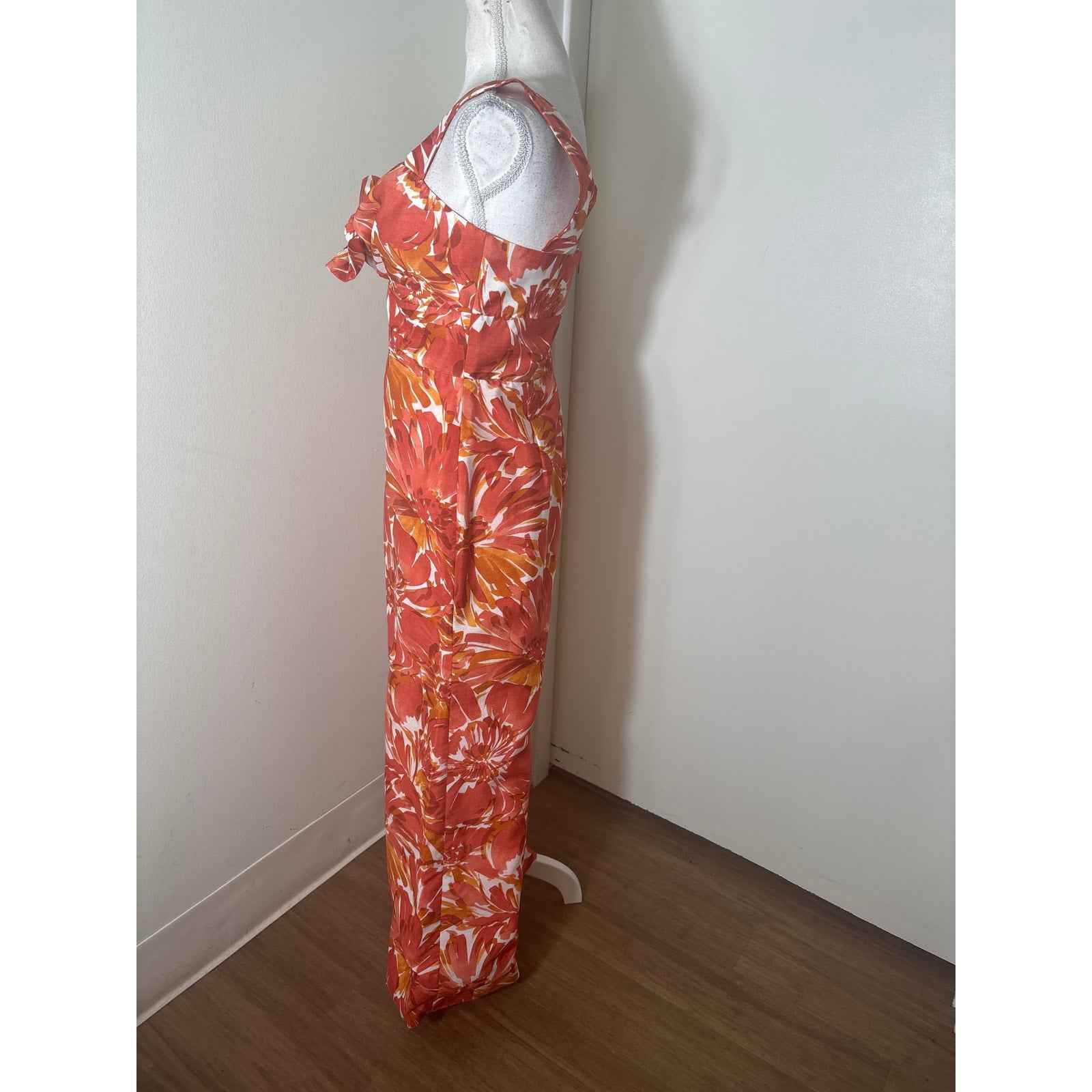 Alexis Pinkish Orange Floral Sleeveless Wide Leg Jumpsuit Sz S