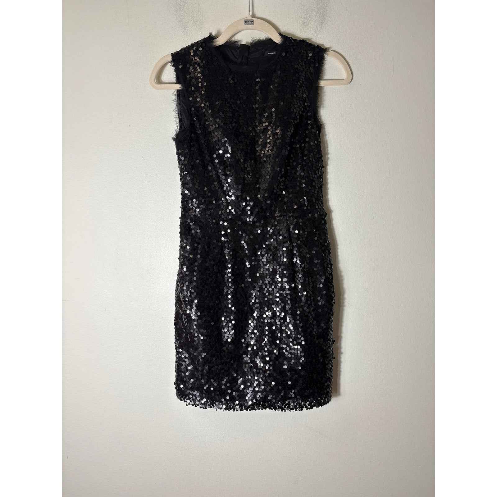 Nanette Lepore Black Sequin Cocktail Mini Dress Sz 0