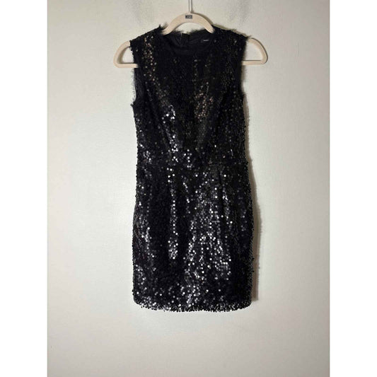 Nanette Lepore Black Sequin Cocktail Mini Dress Sz 0