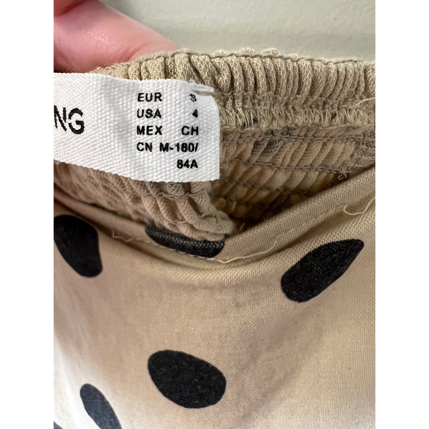 MNG Tan with Black Polka Dot Mini Dress Sz 4