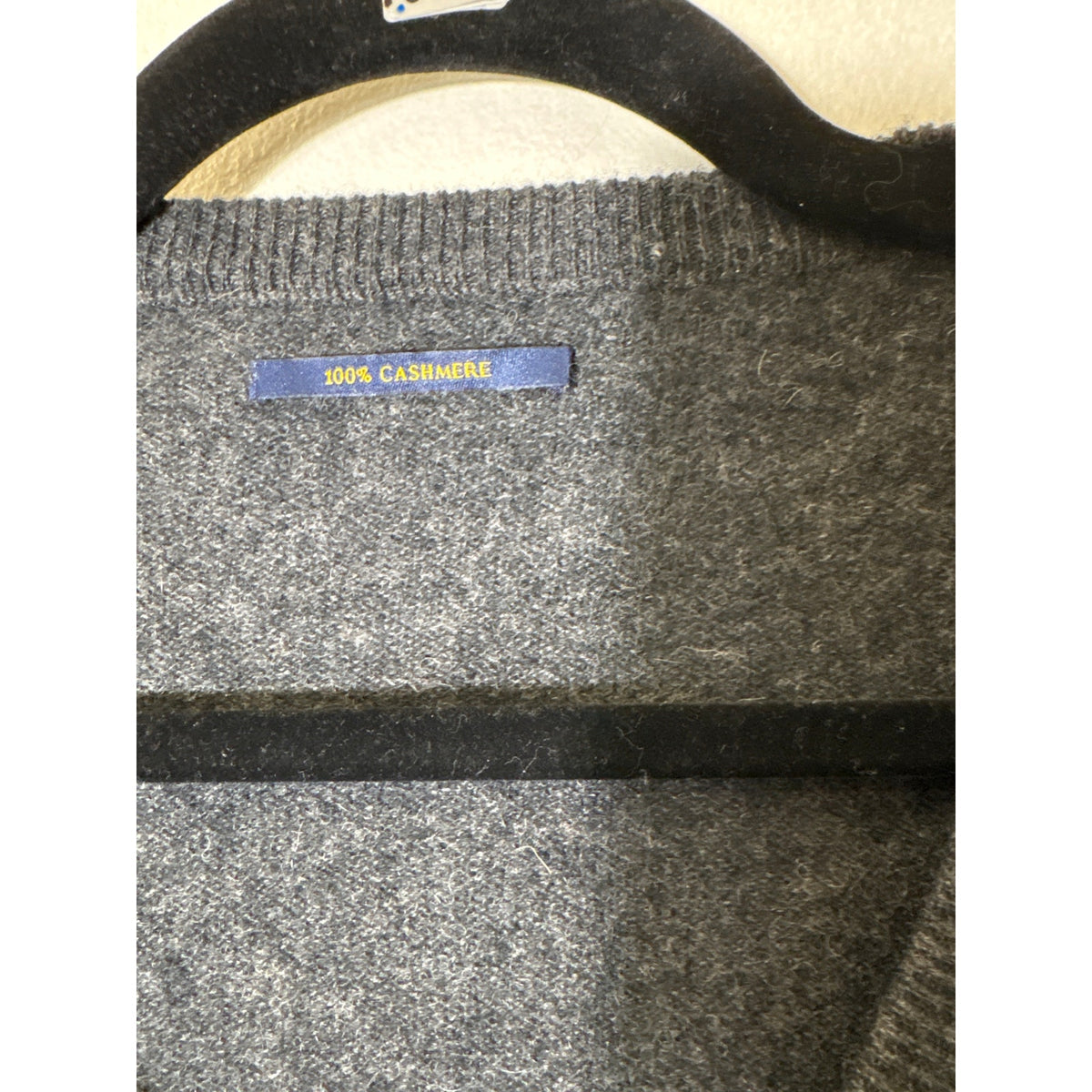 Men's 100% Cashmere Dark Gray Long Sleeve Cashmere Crew Neck Sweater L