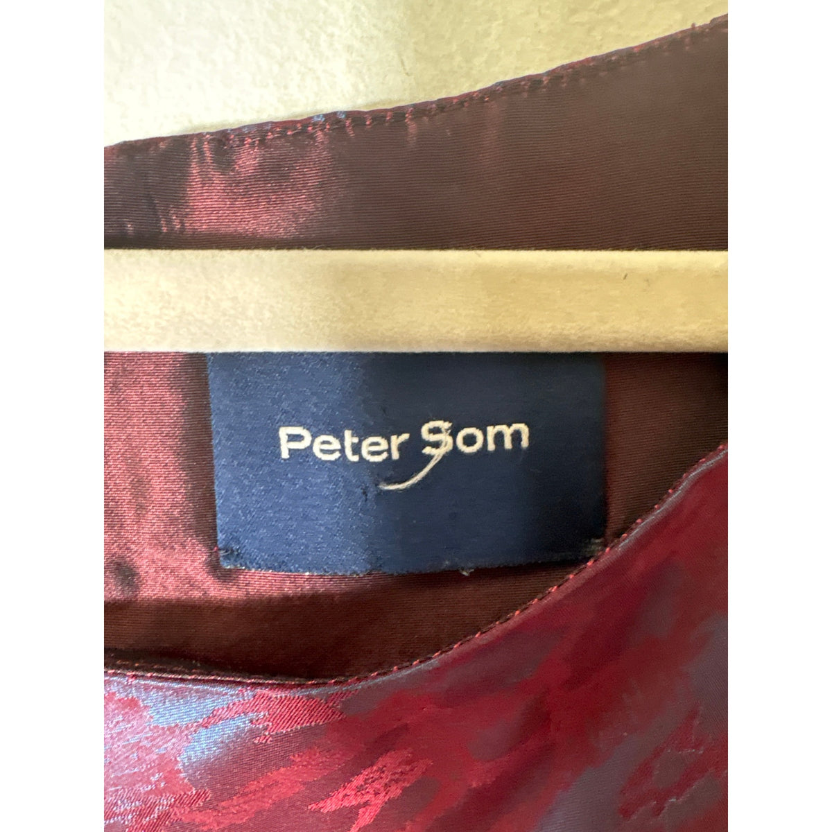 Peter Som Maroon and Blue Cap Sleeve Midi Sheath Dress Sz 12