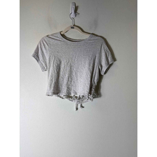 Aerie Gray Crochet Tie Back Top Sz L