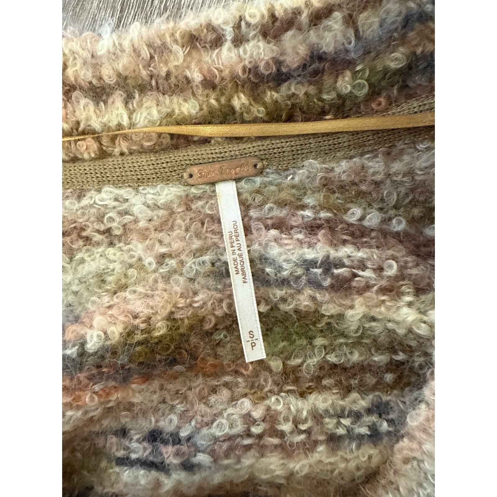 Free People Muted Multicolor Long Sleeve Oversized Sweater Sz S