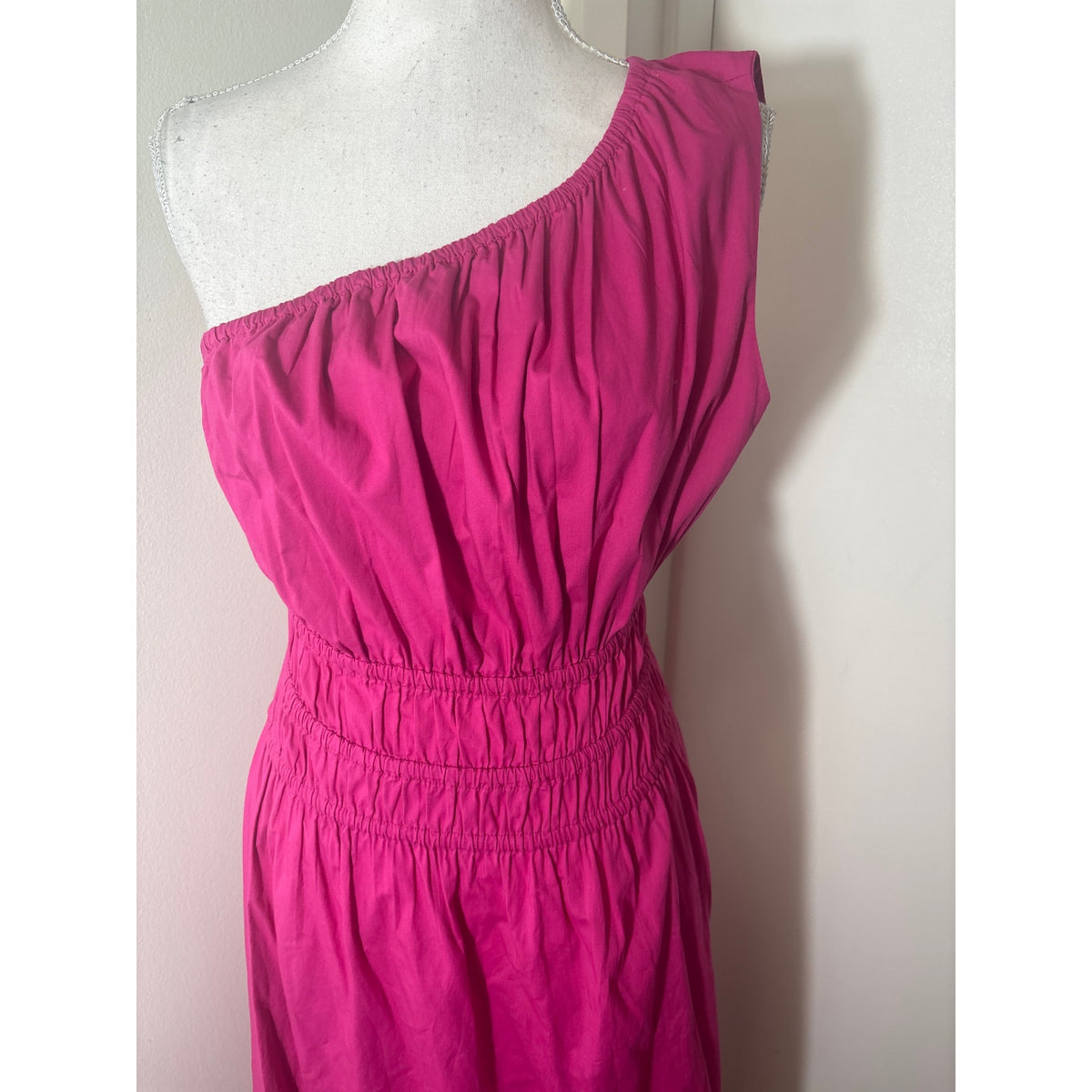The Lulo Project Hot Pink One Shoulder Cotton Maxi Dress Sz L