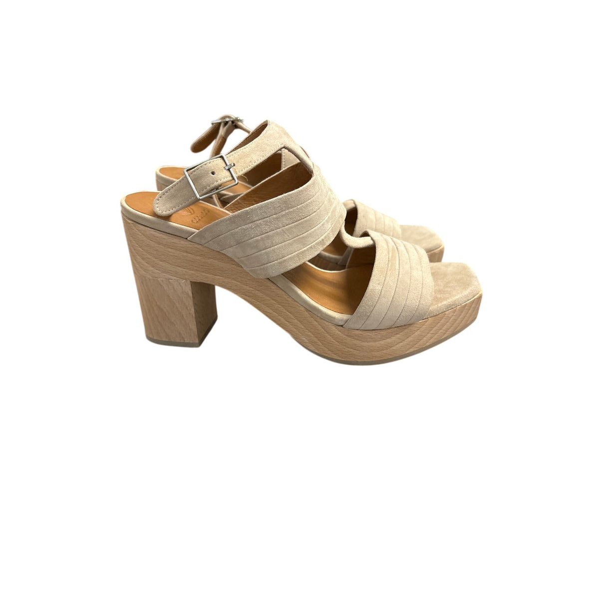 NWOB Coclico Beige Leather Platform High Heel Sandal Sz 9