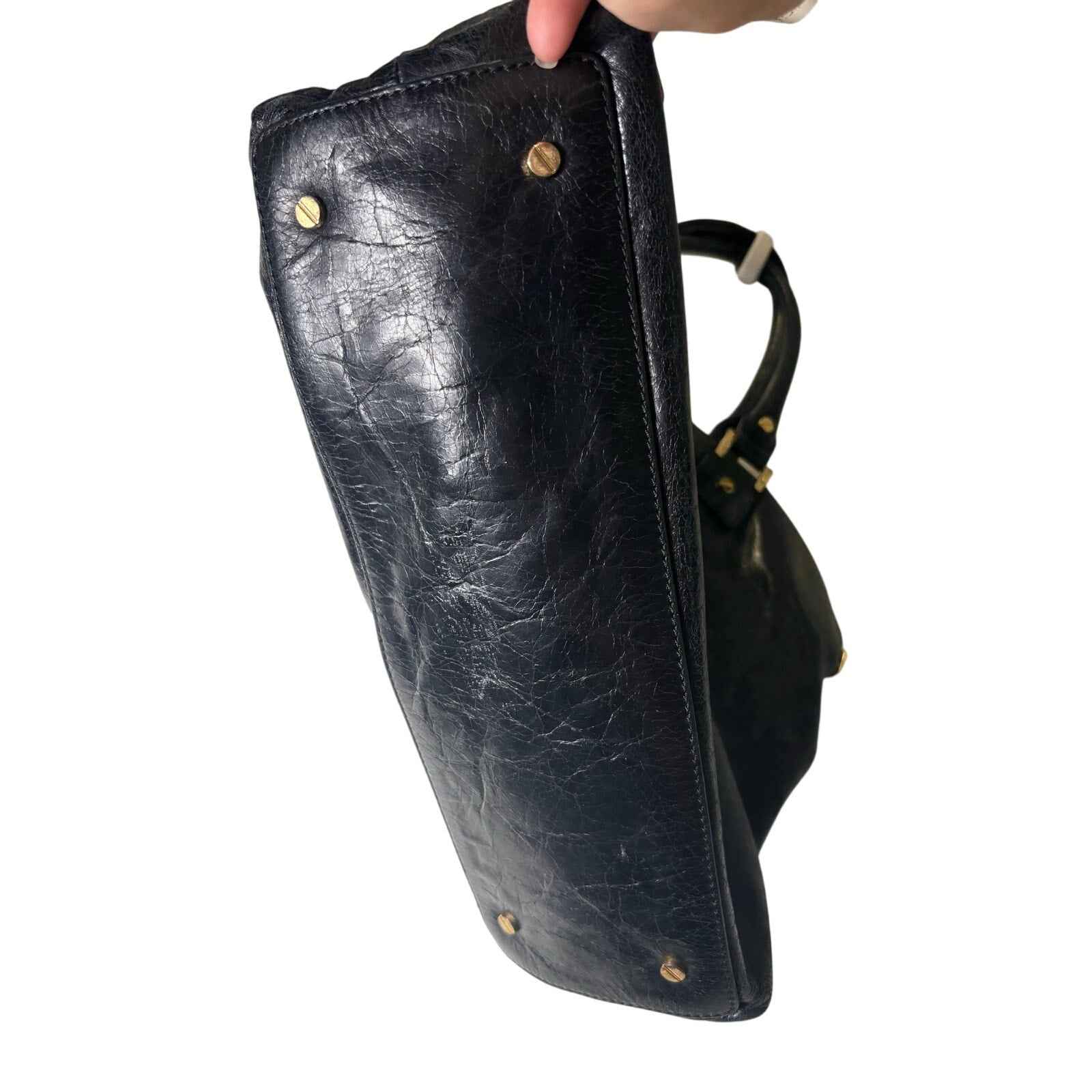 Tory Burch Large Black Soft Leather Tote 11"x 15" Great Condition