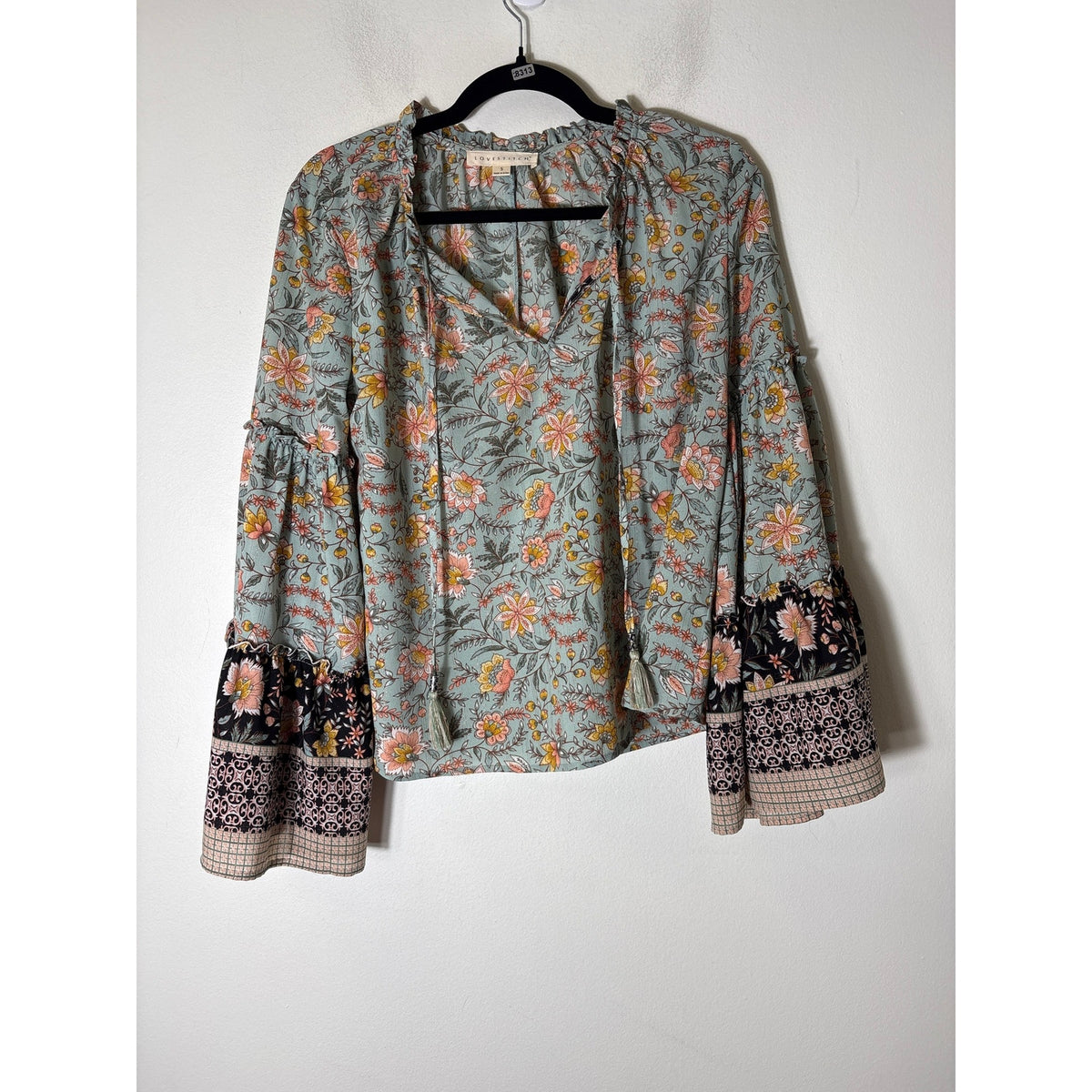 Love Stitch Turqoise Floral Blouse Sz S