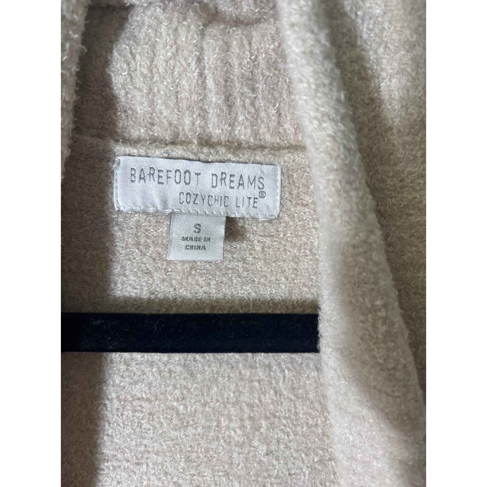 Barefoot Dreams Cozy Chic Lite Beige Long Sleeve Open Front Cardigan Sz S