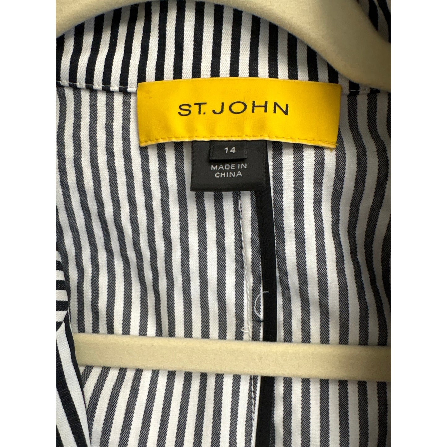 St. John Black and White Stripe Long Sleeve Blazer Sz 14