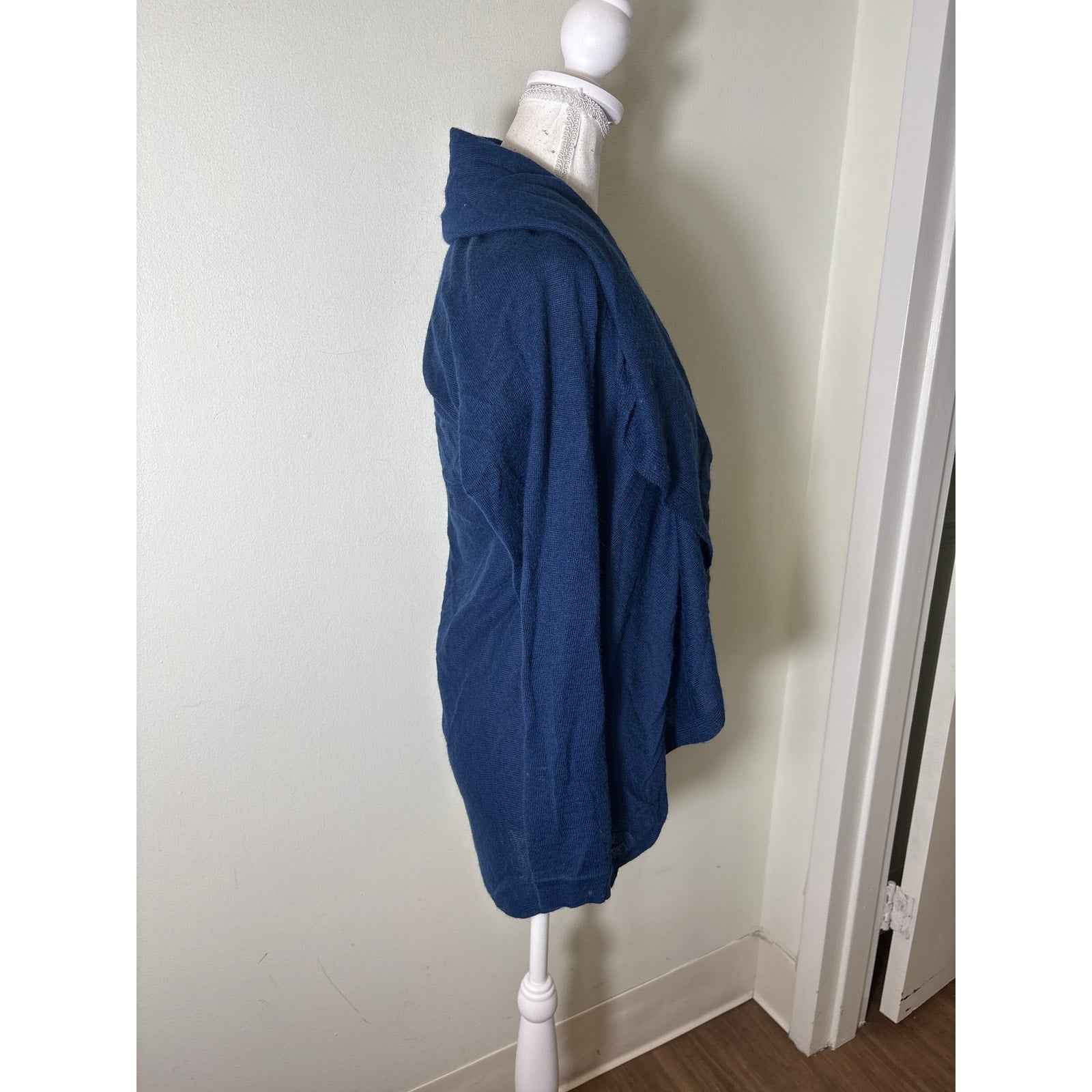 Textil Suca Navy Blue Baby Alpaca Cardigan Sweater Sz One Size