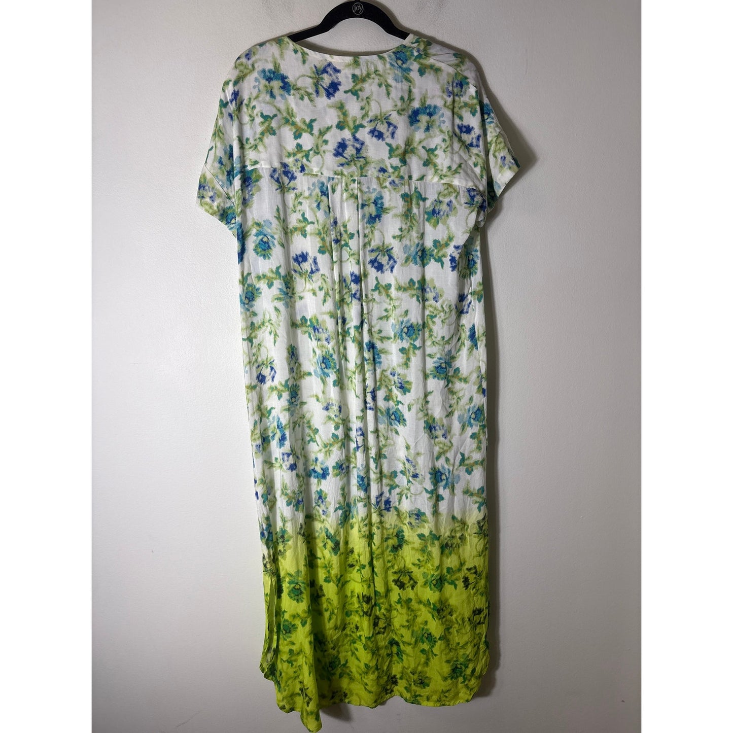 Anthropologie Blue and Green Faded Floral Maxi Dress Sz M
