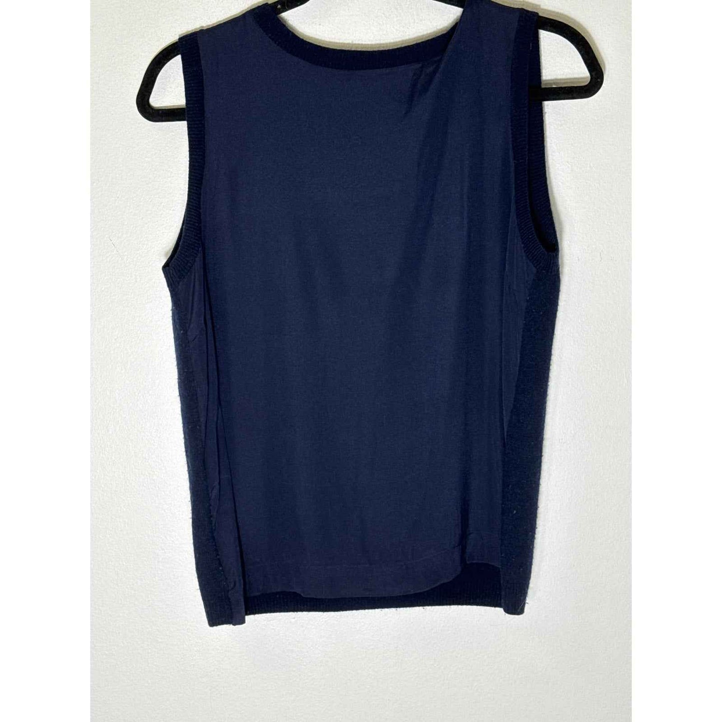 Twin Set Navy Mixed Media Tank Sz L