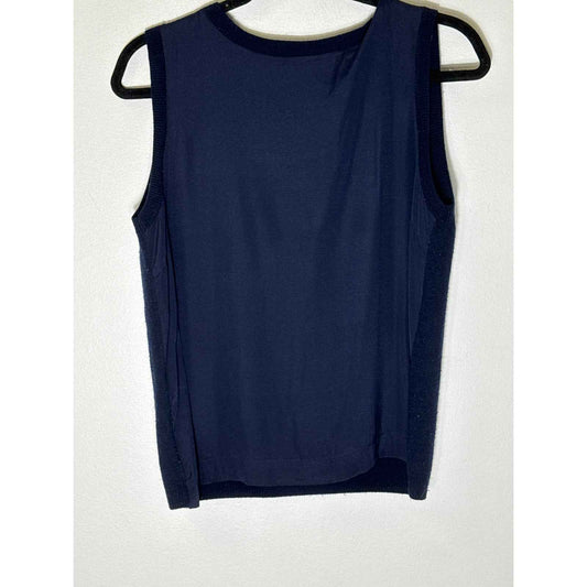 Twin Set Navy Mixed Media Tank Sz L