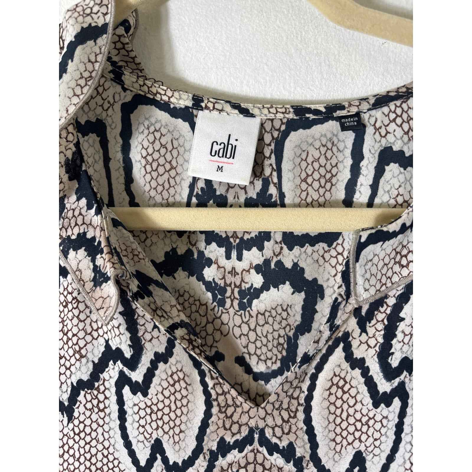 Cabi Brown and Black Snake Print Blouse Sz M